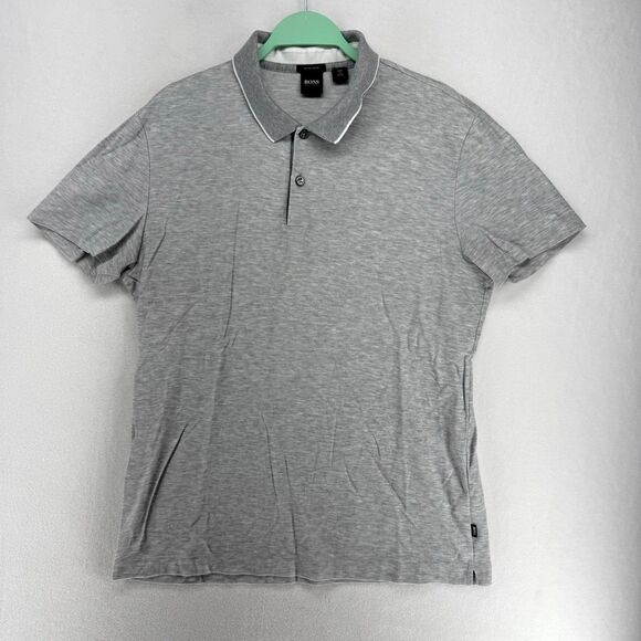 Hugo Boss Regular Fit 100% Cotton Gray‎ Polo Mens Size L - Picture 1 of 10